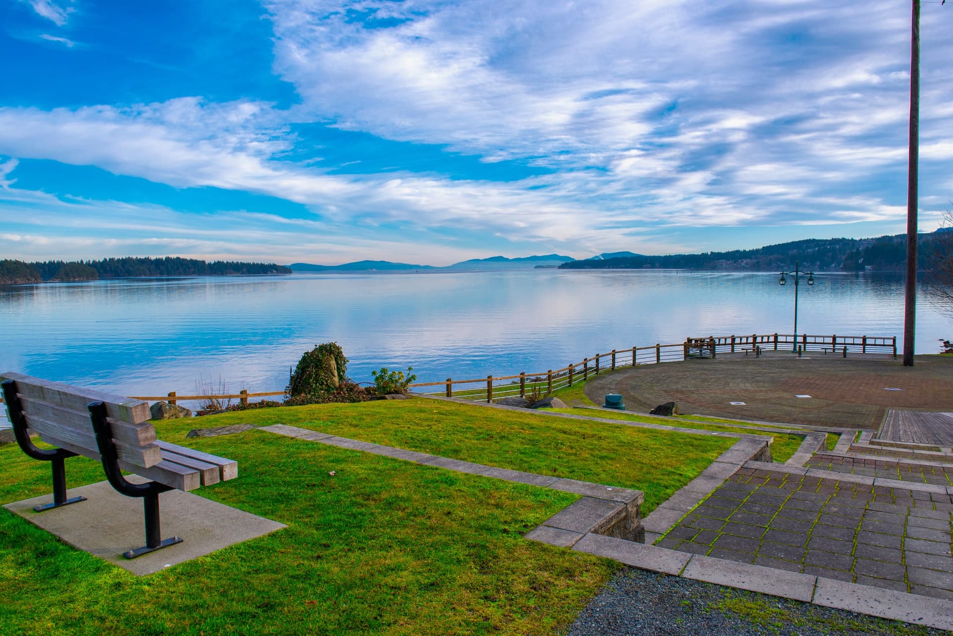 Transfer Beach community park and amphitheatre on Ladysmith Harbour