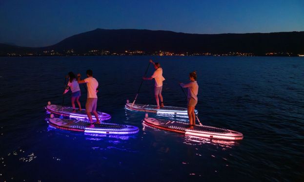 The GLOW paddleboard is perfect for nighttime SUP adventures. | Photo courtesy: Aqua Marina
