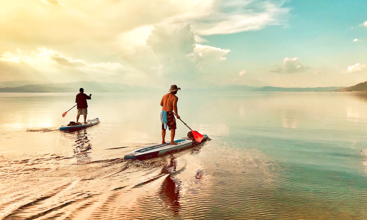 paddleboarding macedonia lake Ohrid Trpejca