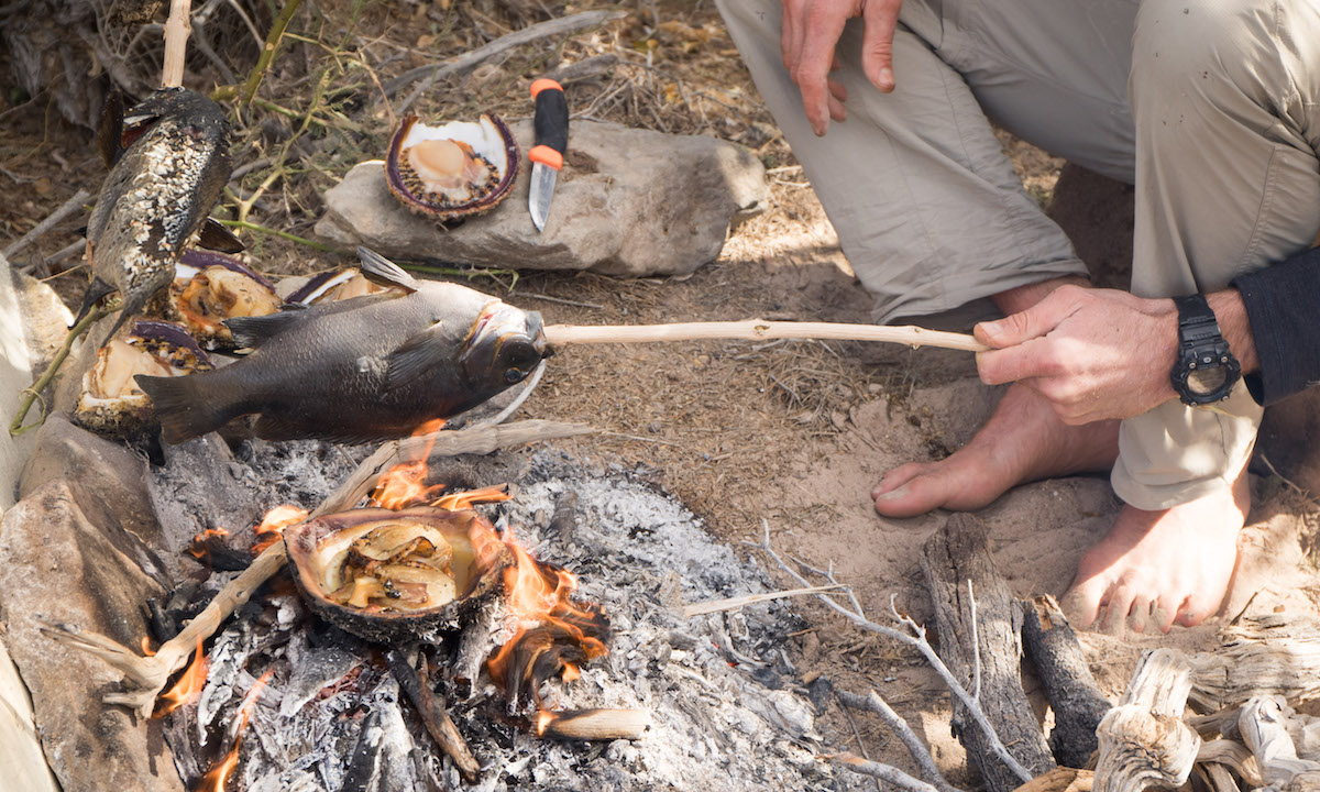 mex survival challenge scallops and fish over the fire