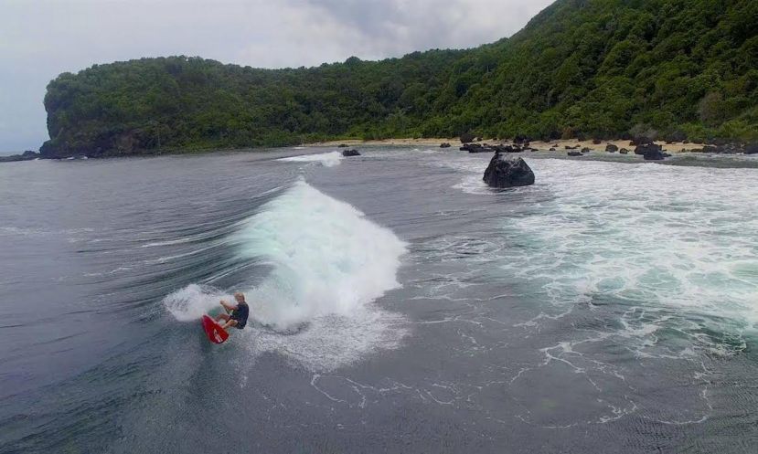 Kai Bates in Indo from above. | Photo: Forrest Ladkin