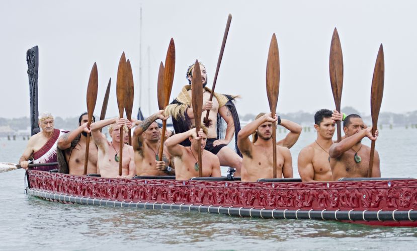 All 8 competitors paddled a traditional Maori war canoe. | Photo Courtesy; The Ultimate Waterman