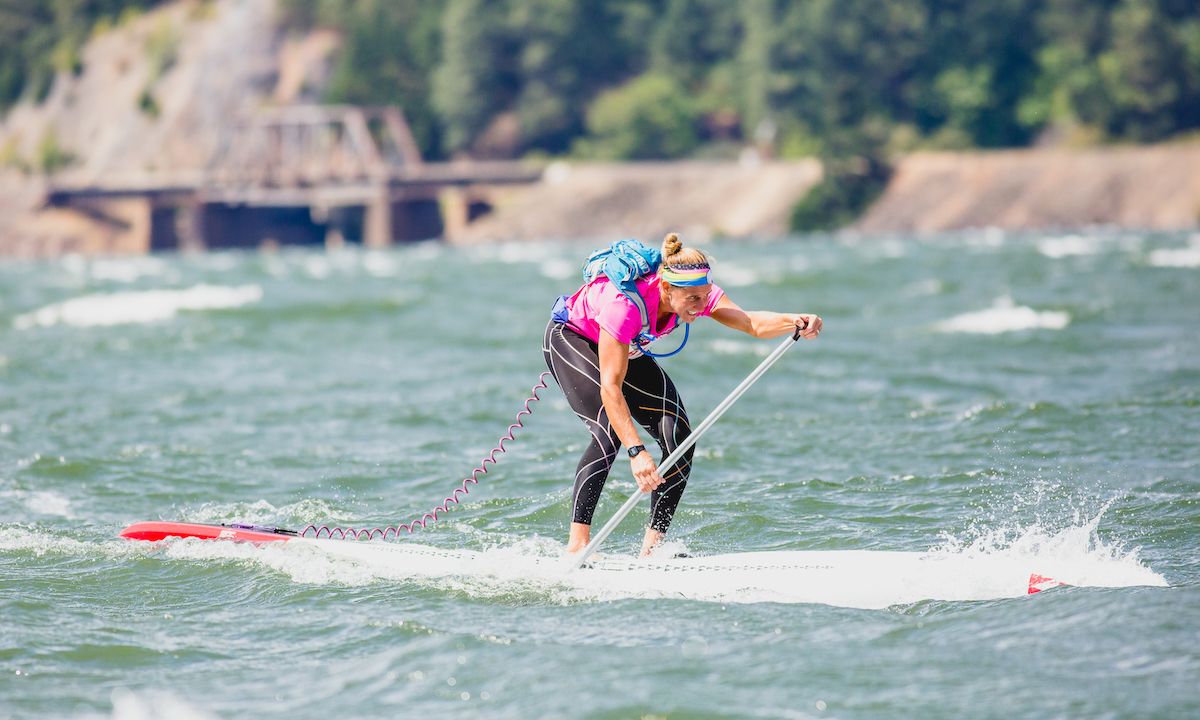 SIC Maui team rider Seychelle competing at the 2019 Gorge Paddle Challenge. | Photo courtesy: SIC Maui