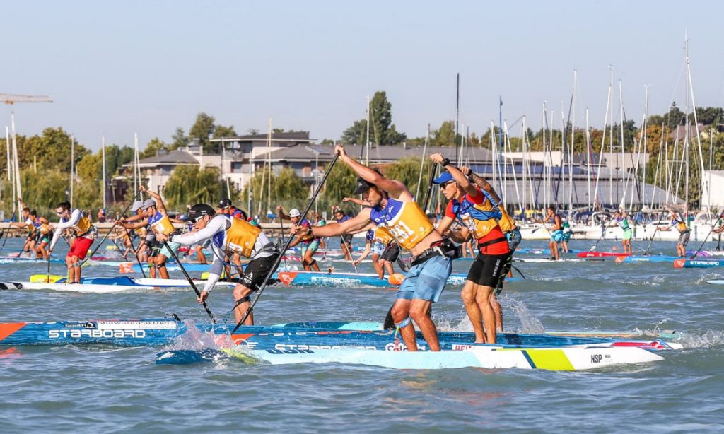 Men&#039;s Distance Race at the 2021 ICF World SUP Championships. | Photo courtesy: International Canoe Federation