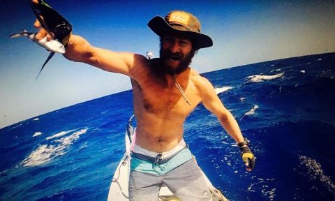 Chris Bertish, happy as can be during his expedition across the Atlantic. | Photo via: Chris Bertish