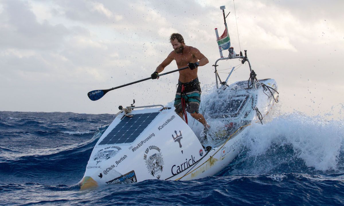 Chris Bertish on a wild ride during his transatlantic crossing. | Photo: Brian Overfelt