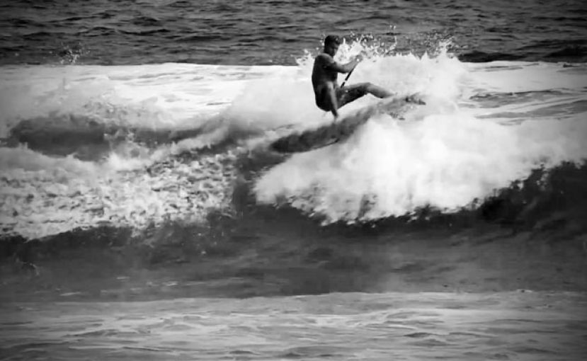 Zane Schweitezer on an off-the-lip turn at the final leg of the SUP Surf World Tour on the Big Island of Hawaii.