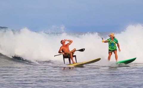 Donovan Frankenreiter Goofs Around On Paddleboard