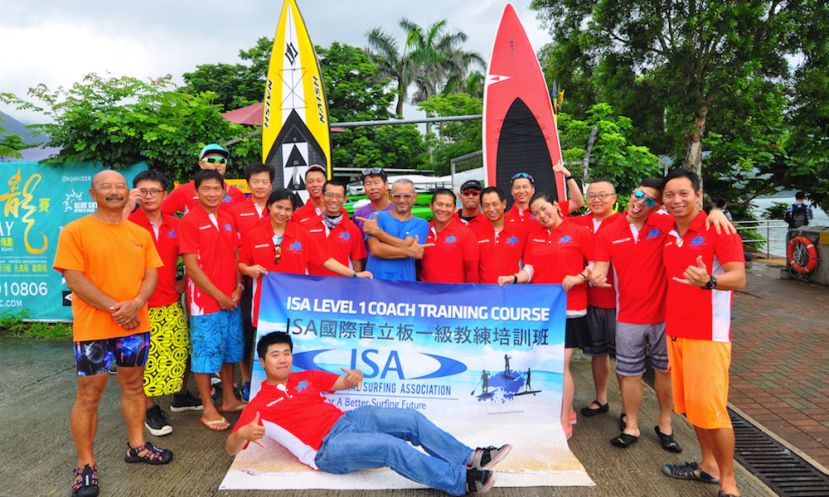 ISA course presenter, Nik Zanella, hosted an ISA SUP Flat Water Course in Saikung Bay, Hong Kong in May, certifying sixteen new instructors. | Photo: HKSUPBA