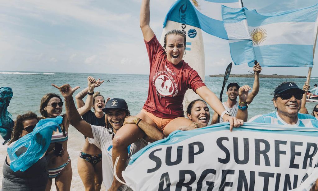 Argentine SUP Surfing champion Lucia Cosoleto.