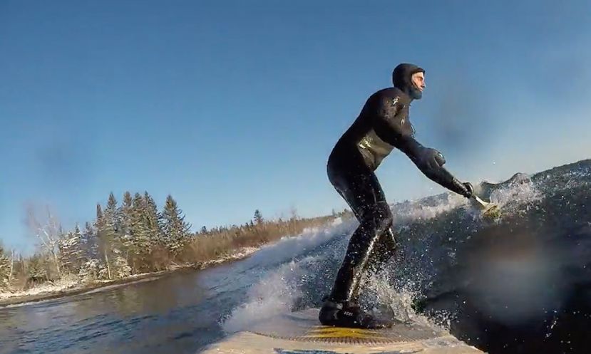 Jared Munch on a warmer-than-normal winter day on Lake Superior. 