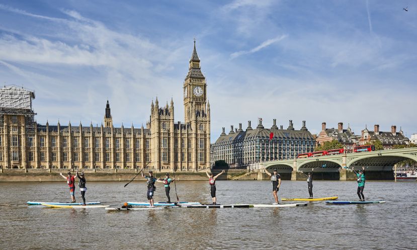 Paddle boarders on the Thames for the Big Ben Challenge 2017. | Photo Courtesy: Active 360 UK
