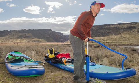 Paul Clark with his Hala Gear inflatables. | Photo: Paul Clark