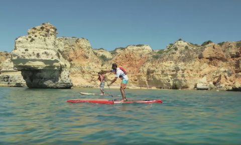 Paddling the area of the Algarve Caves in Portugal.