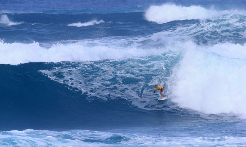 Fiona Wylde made it through the trials into the main event of the Men&#039;s Sunset Beach Pro. | Photo Courtesy: Waterman League